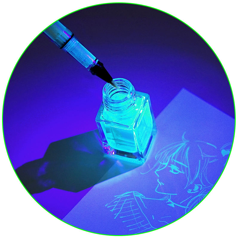 Blue UV Invisible Fluorescent Inks test display